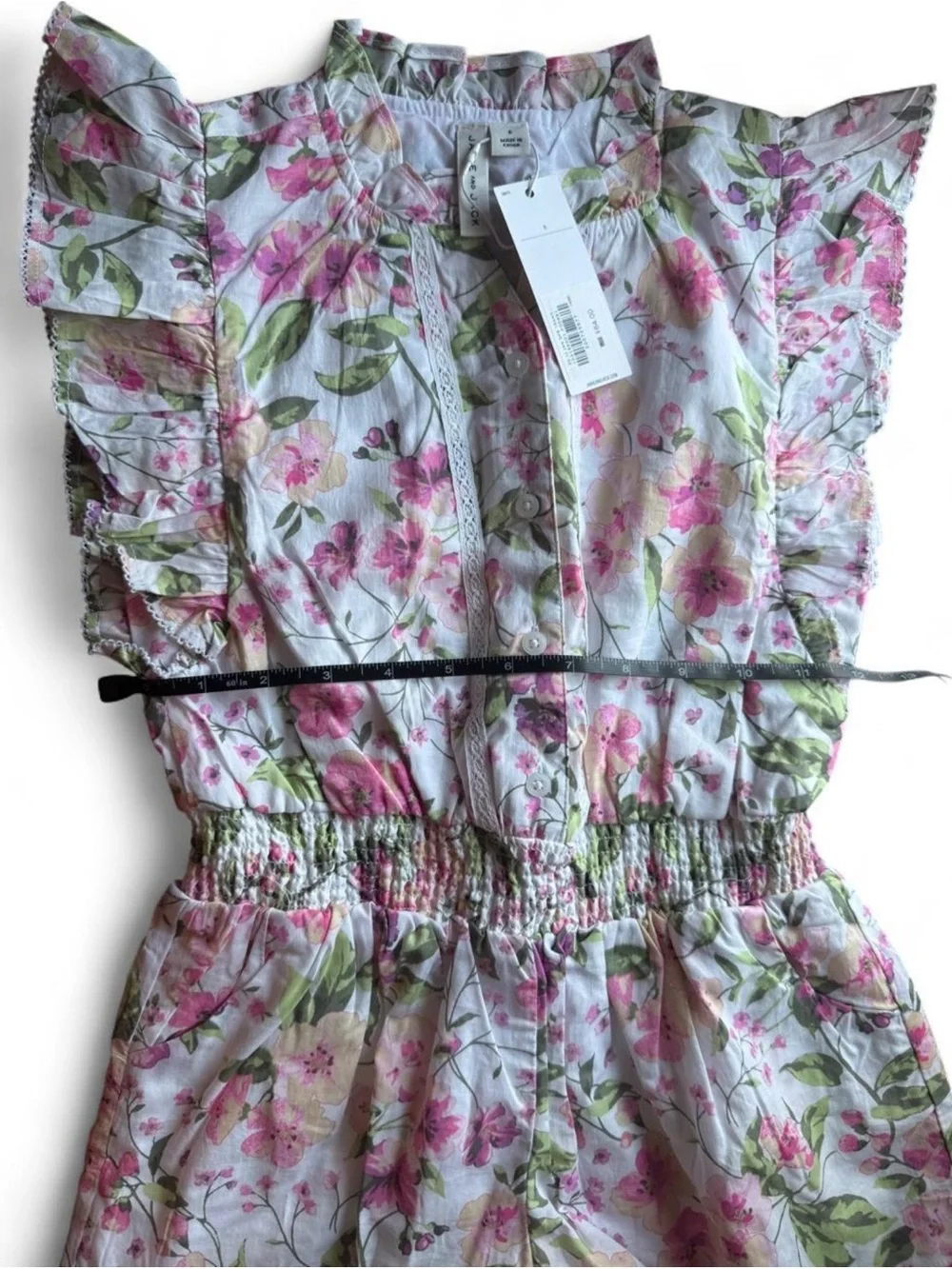 Janie and Jack Girls Size 6 Floral Smocked Romper NWT